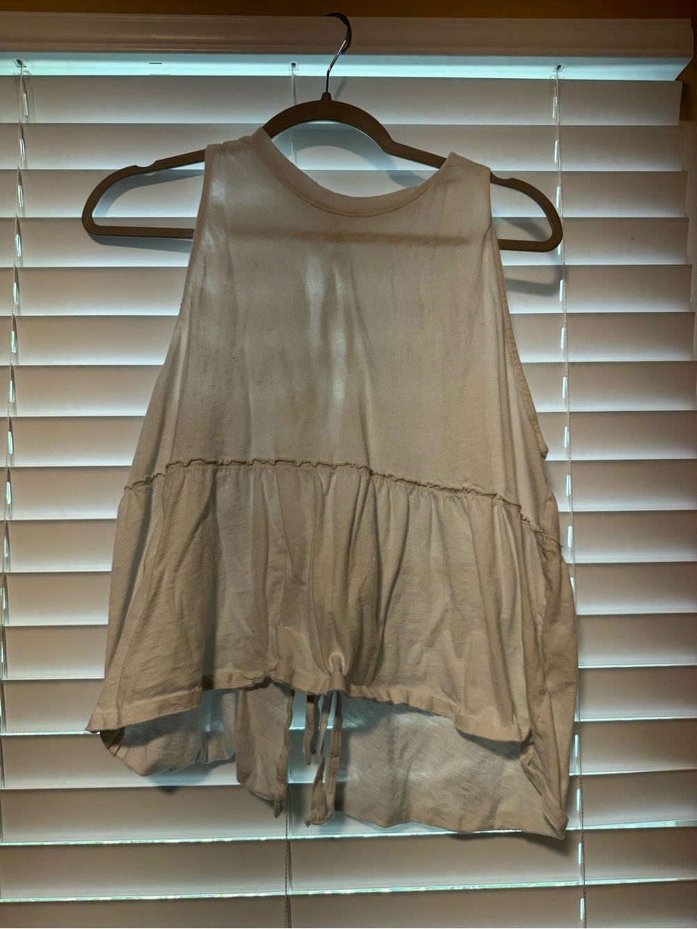 American Eagle Outfitters Cream Ruffle-Trim Tank